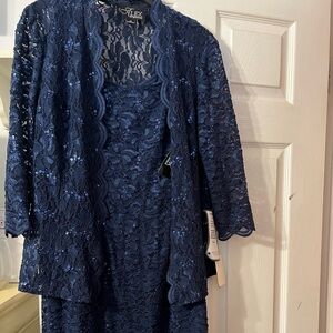 NWT navy blue Alex Evenings two piece dress with jacket